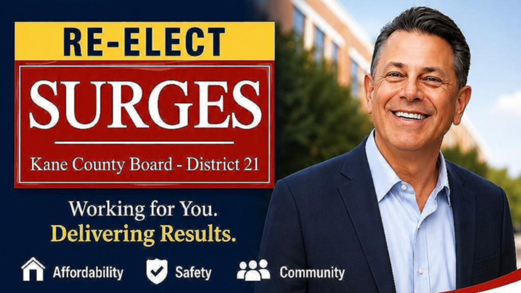 Re-Elect Surges, Kane County Board District 21 &mdash; Working for You. Delivering Results.